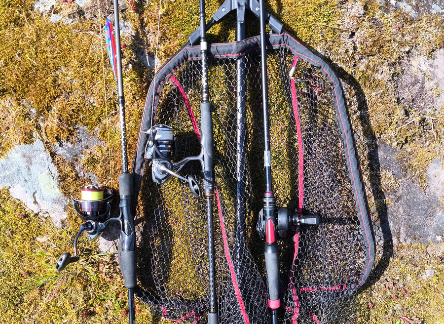 Fishing net and setup next to a lake in Åsensbruk, Sweden.